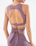 Twist Bow Tie Open Back Sports Bra Tank