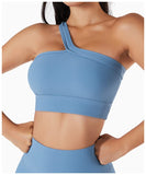 Ribbed Asymmetrical One Shoulder Sports Bra