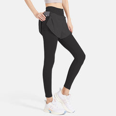 Leggings falsos de dos piezas con pantalones cortos deportivos