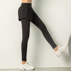 Leggings falsos de dos piezas con pantalones cortos deportivos