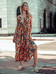 Vestido largo floral con espalda baja