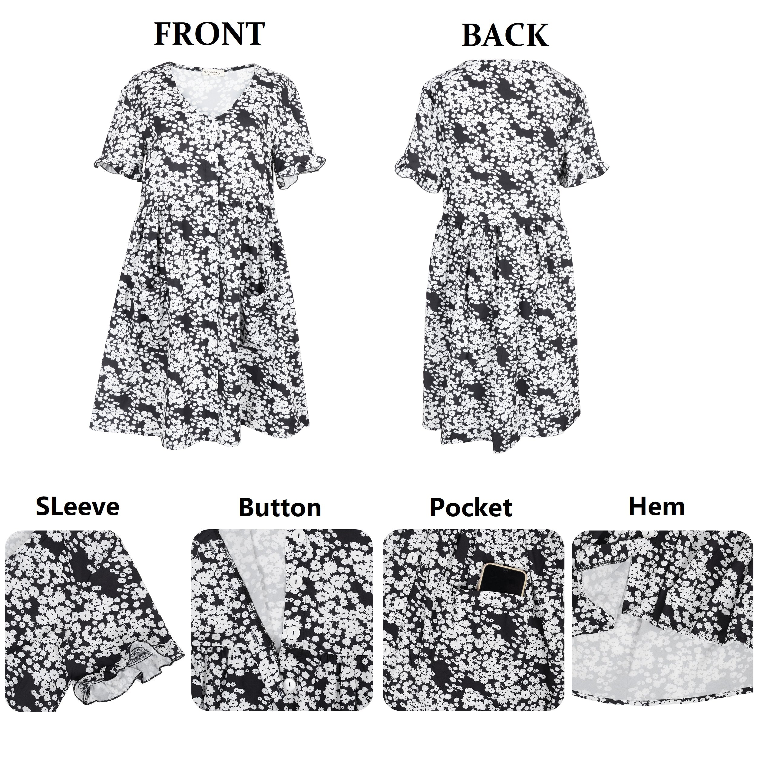 Floral Button Down Pocket Dress