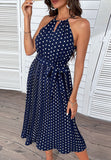 Keyhole Front Polka Dot Dress