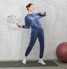 Pantalones deportivos de terciopelo con puños elásticos