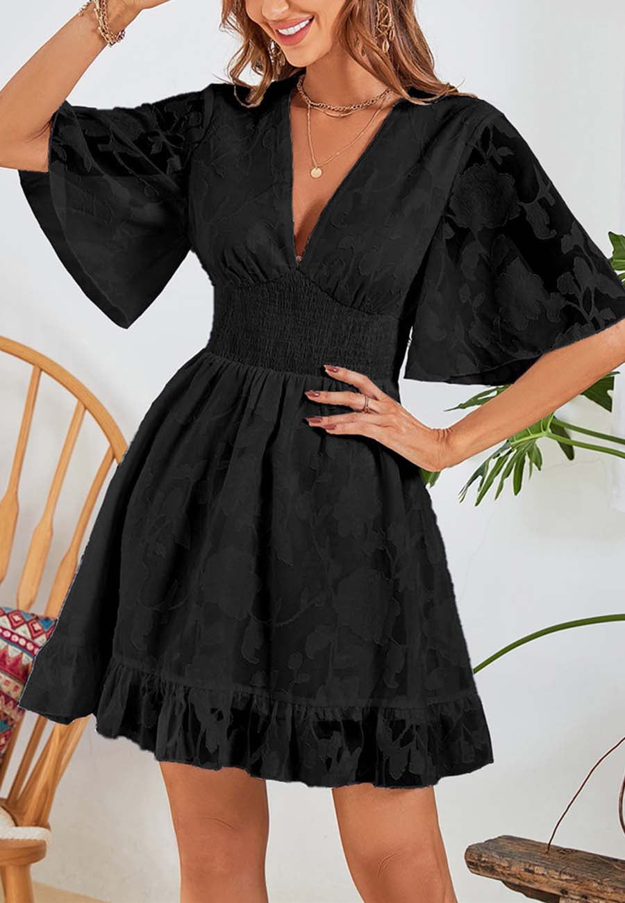 Vestido con cintura fruncida y estampado floral