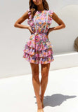 Tiered Ruffle Vibrant Floral Dress