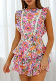 Tiered Ruffle Vibrant Floral Dress
