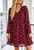 Tie Neck Spotted Dress