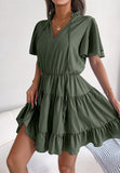 Tie Neck Tiered Dress