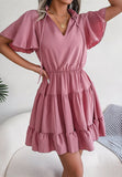 Tie Neck Tiered Dress