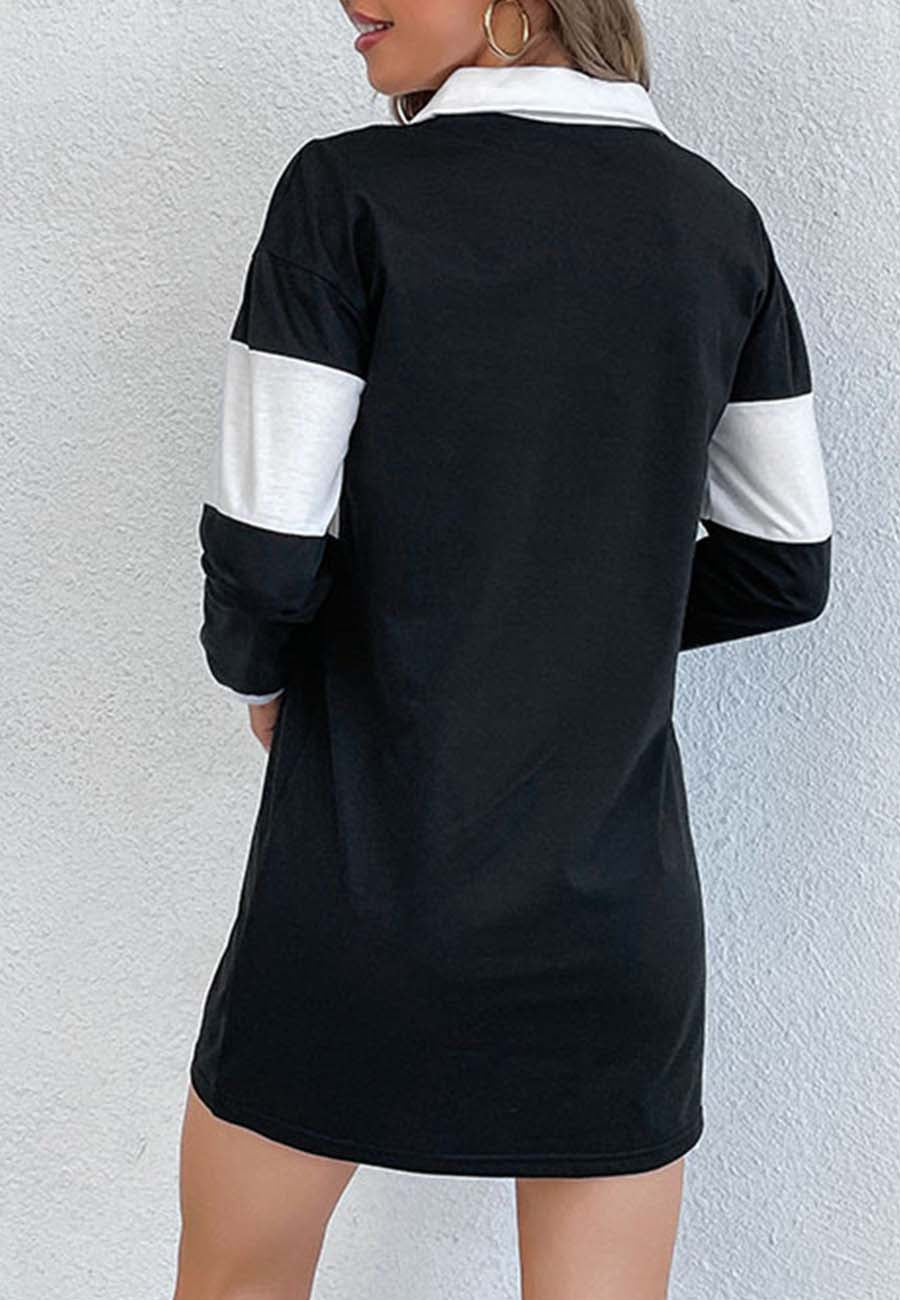Two Tone Collared Shirt Dress