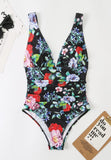 Floral V-Neck One Piece Swimsuit