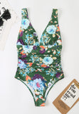 Floral V-Neck One Piece Swimsuit