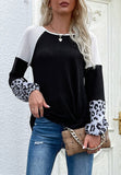 Color Block Leopard Textured Sweater