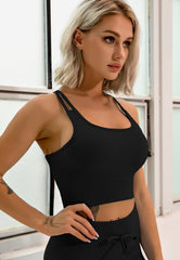 Racerback-Longline-Sport-BH-Tanktop mit Cut-Outs und Riemchen