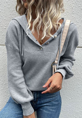 Henley Ribbed Knit Hoodie