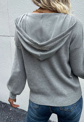 Henley Ribbed Knit Hoodie