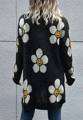 Strickjacke mit lächelndem Gänseblümchen-Print 