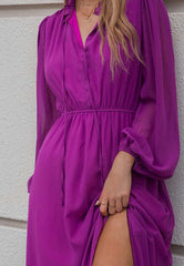 Kleid mit Rüschenkragen und Bischofsärmeln 