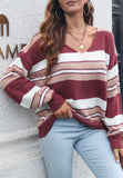 Multi Striped Drop Shoulder Sweater