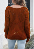 V Neck Leaf Knit Sweater