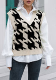 Houndstooth Knit Sweater Vest