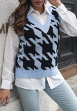 Houndstooth Knit Sweater Vest