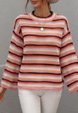 Colorful Striped Crochet Knit Sweater