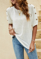 Contrast Button Sleeve Casual Top