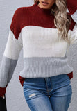Turtleneck Color Block Chunky Sweater