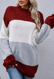 Turtleneck Color Block Chunky Sweater