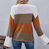 Distressed Detail Color Block Sweater