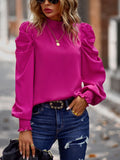 Puff Sleeve Back Tie Blouse