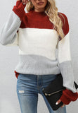 Mock Neck Tri-Tone Sweater