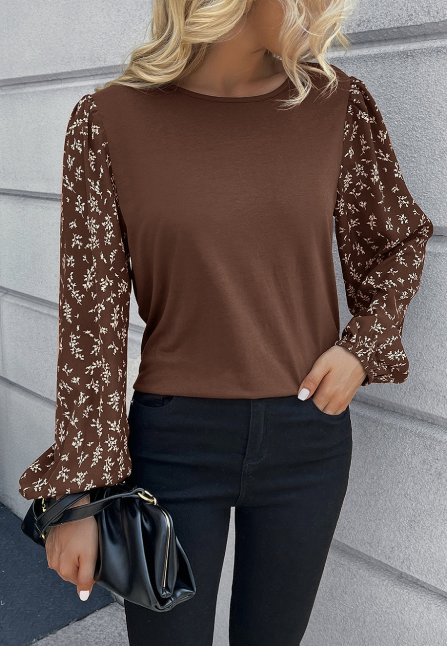 Two Tone Floral Light Sweater