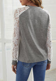 Contrast Lace Sleeve Sweater