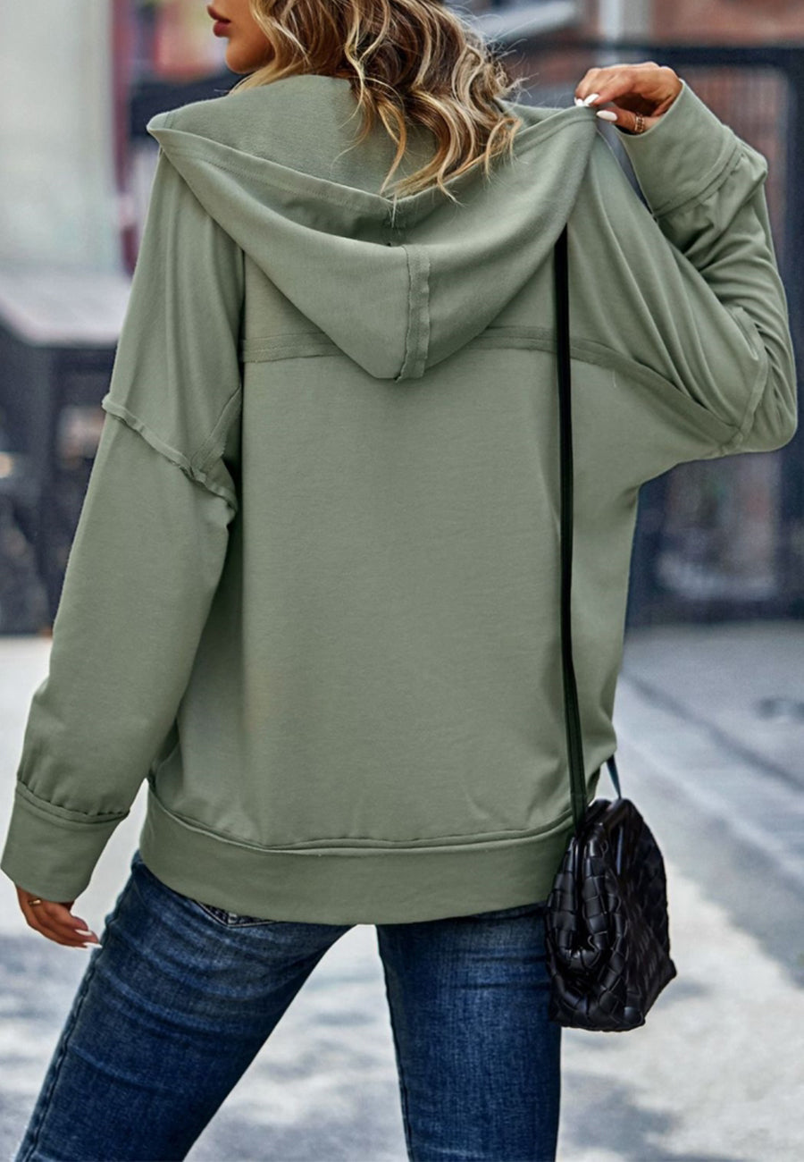 Solid Color Snap Button Henley Sweater