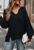 Double Slit Ribbed Knit Sweater