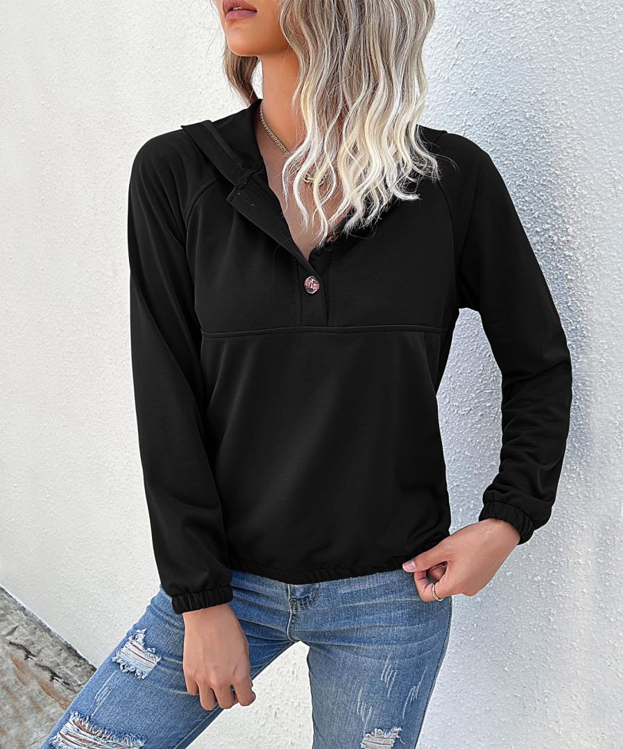 Sudadera con capucha y medio botón