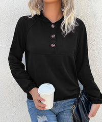 Sudadera con capucha y medio botón