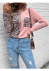 Top Henley de leopardo en dos tonos