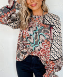 Mixed Geometric Print Blouse