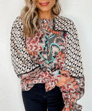 Mixed Geometric Print Blouse