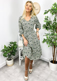 Floral Print Long Sleeve Midi Dress
