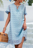 Tie Neck Flutter Sleeve Shift Dress