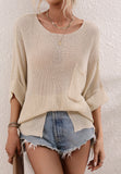 Elbow Sleeve Textured Knit Sweater