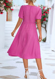 Twist Front Puff Sleeve Dress