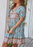 Floral Puff Sleeve Bohemian Dress