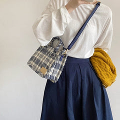 Bolso bandolera pequeño con asa de tweed a cuadros