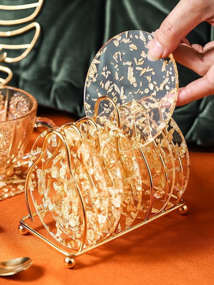 Coasters In A Rack Gold Coaster Rack – Emes Shop